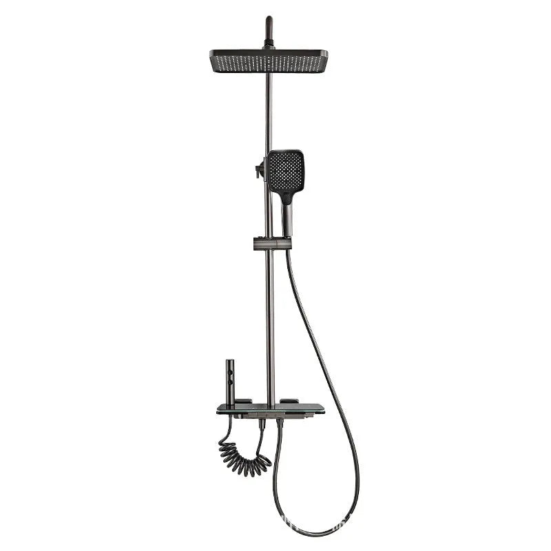 Aluminium digital display shower head set with concealed mount and temperature control in white or grey finish