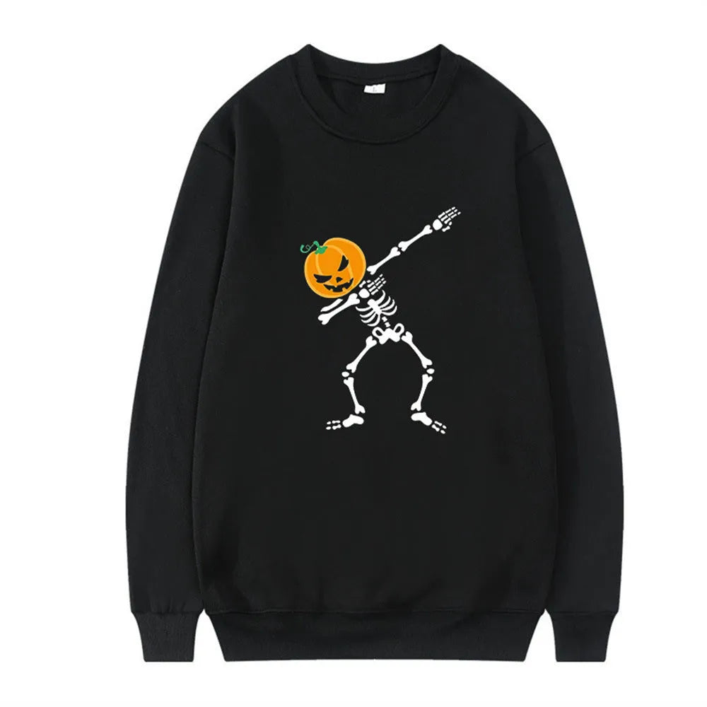 Women's printed long sleeve crew neck cotton blend top in multiple colours on a hanger.