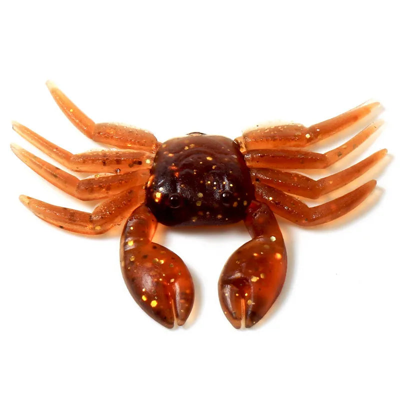PVC crab fishing lure measuring 8cm in red and brown colour variations