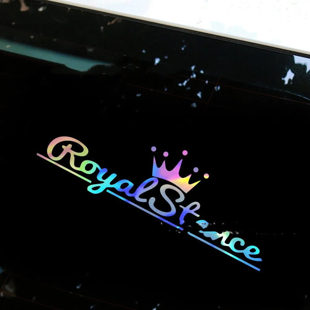 Crown design car sticker with reflective colourful vinyl on vehicle door