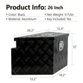 Black aluminium alloy tool case measuring 26 inches with lockable design for tool storage and transport