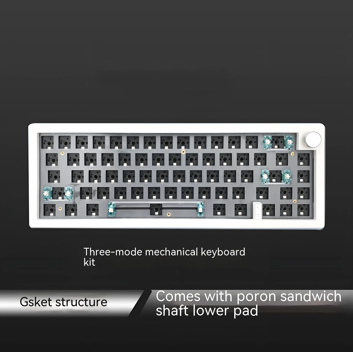 DIY hot-swappable mechanical keyboard kit with RGB backlight and control knob