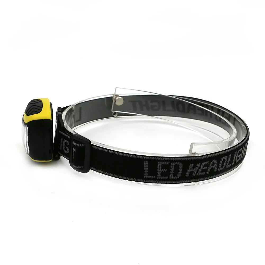 Yellow plastic three-speed COB LED headlamp for outdoor night riding and work light.