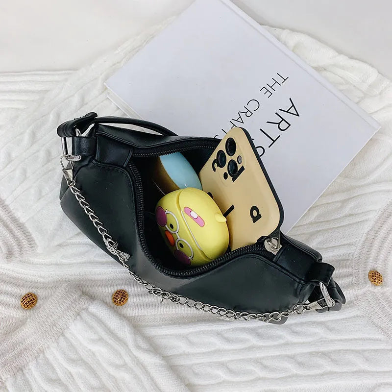Fashion butterfly chain underarm bag in horizontal square shape with PU material and chain detail