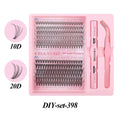 DIY single cluster false eyelashes set with artificial fibre clusters for custom lash application