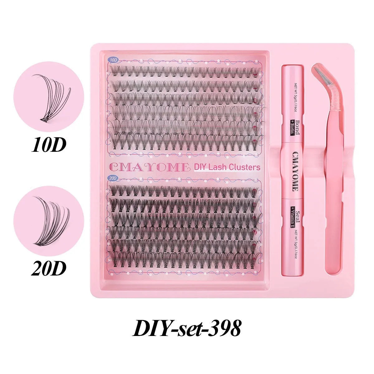 DIY single cluster false eyelashes set with artificial fibre clusters for custom lash application