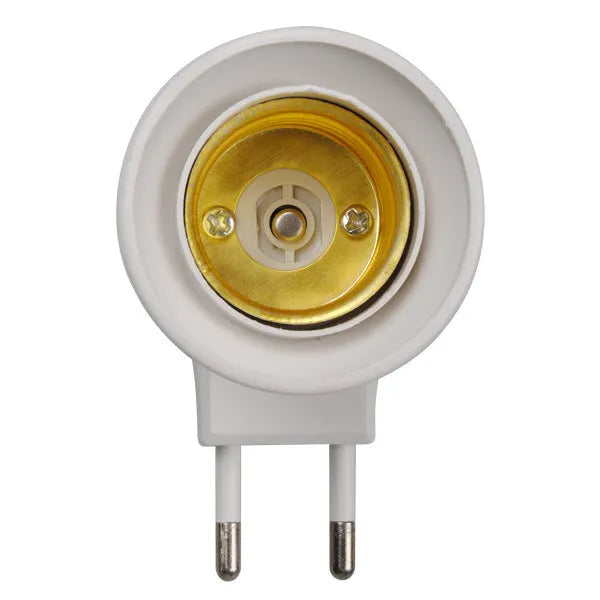 White E27 screw lamp holder adapter with switch for wall socket installation