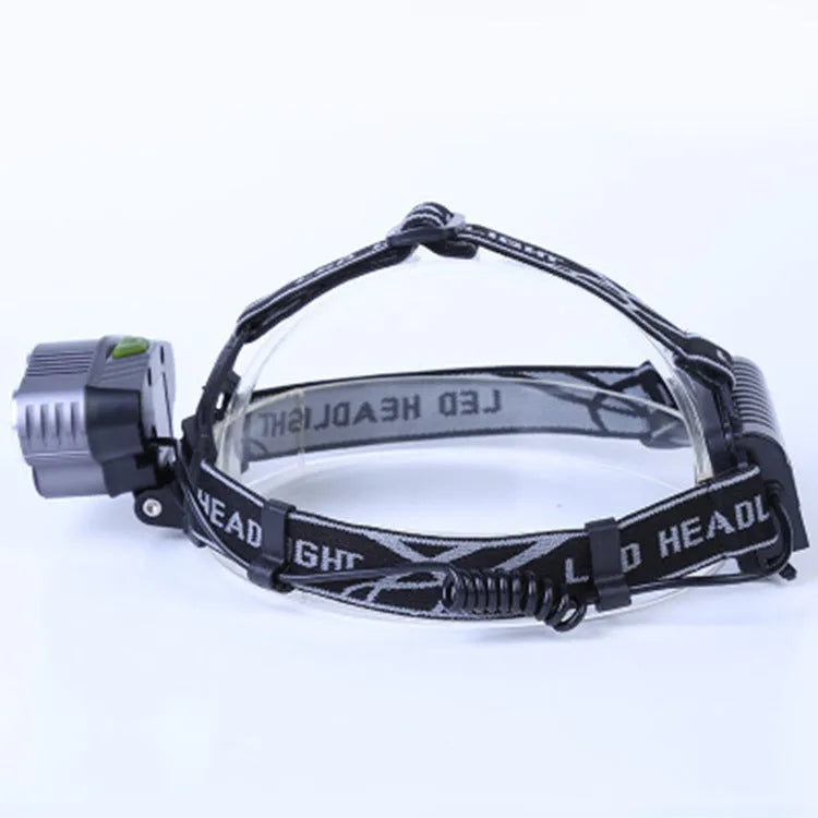 Black LED headlamp with long-range beam capability up to 500 metres and waterproof casing