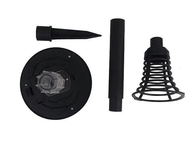 Black solar insect killing lamp with white and purple lights for garden pest control