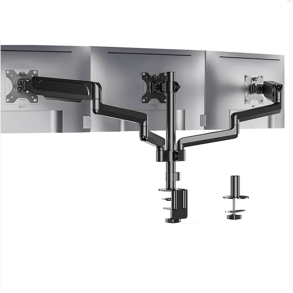 Black three-arm gas spring monitor mounting arm for 13-27 inch computer screens
