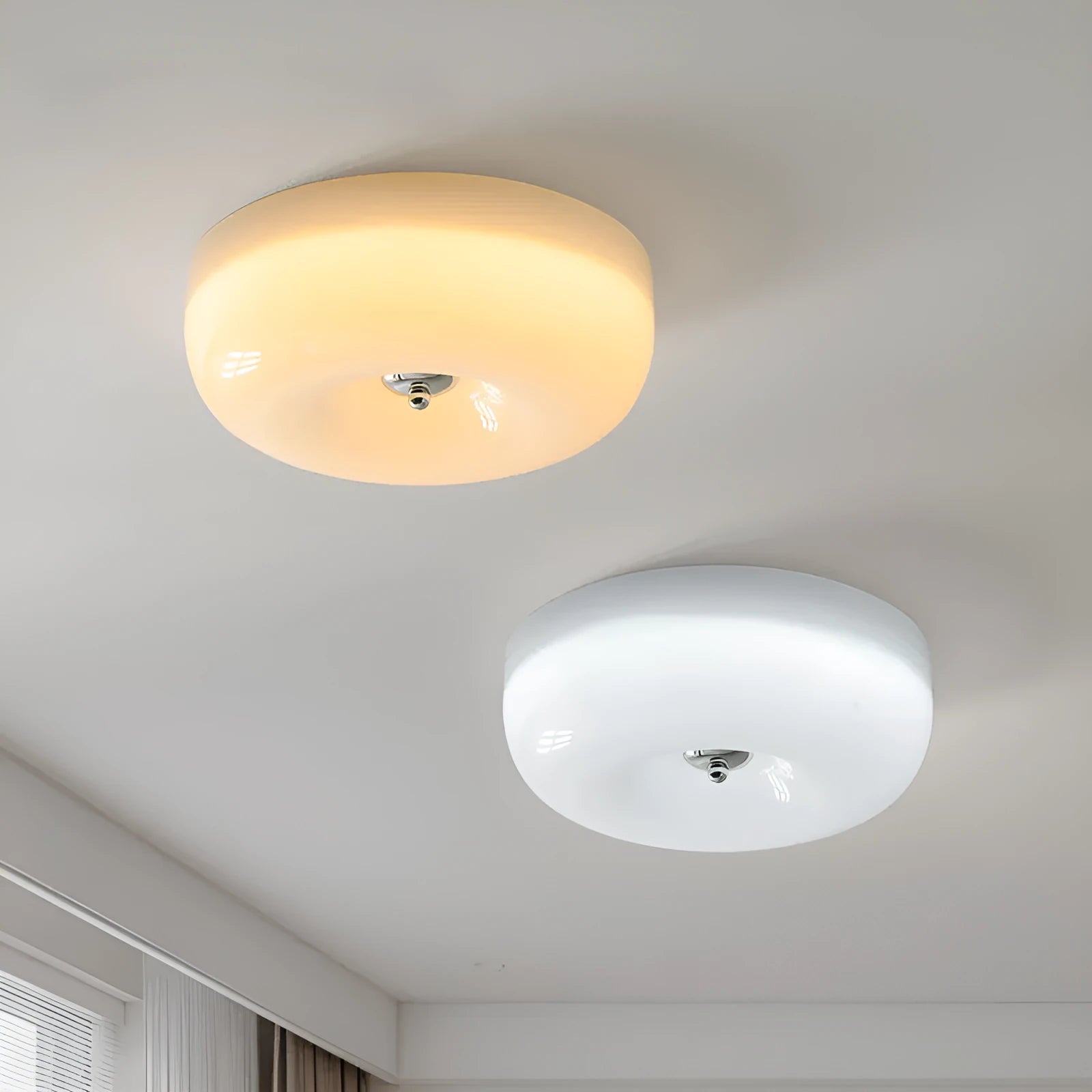 Cream coloured bedroom ceiling lamp with American middle ancient styling and three-colour light settings