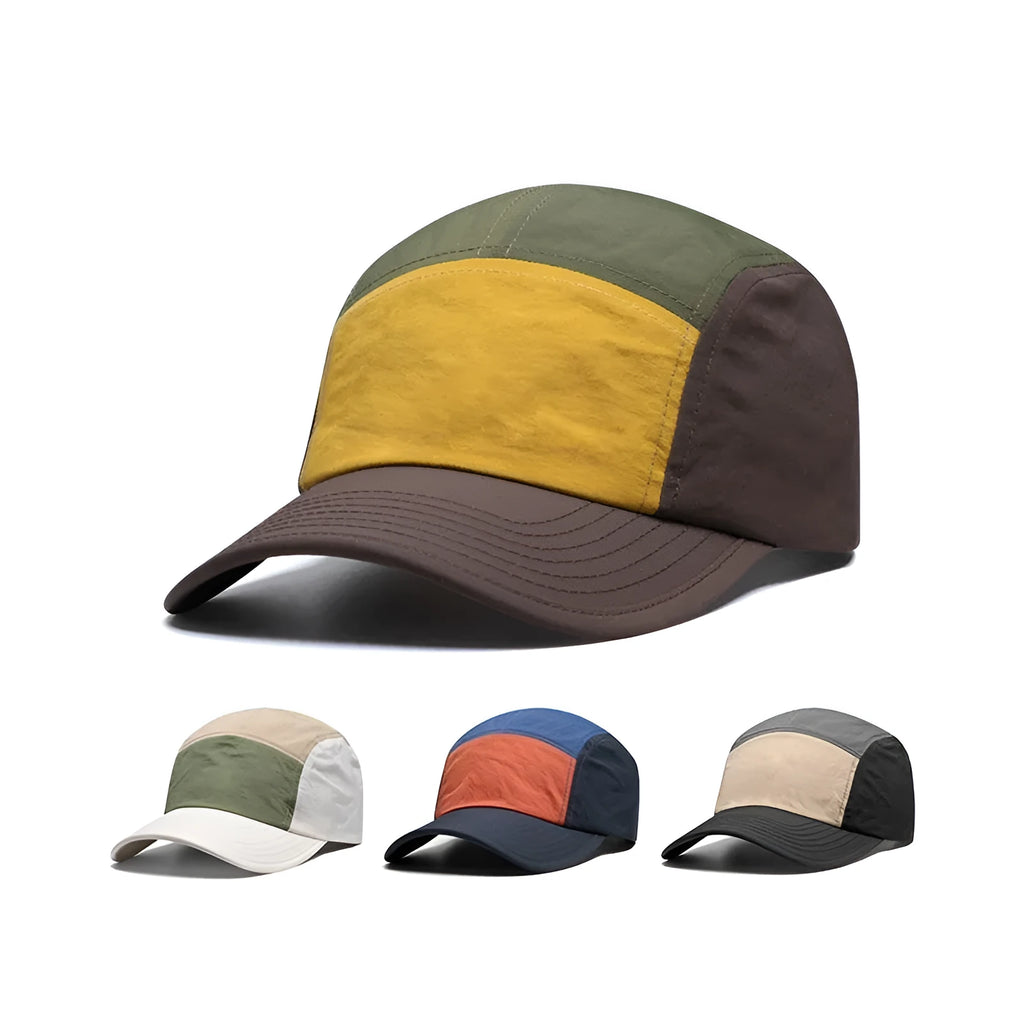 Men's quick-drying baseball cap with curved brim in khaki, army green, orange, or yellow colours