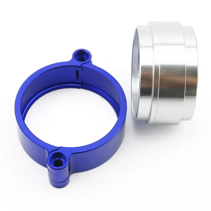 Aluminium turbocharger exhaust v-band clamp in black, blue or red for 2-inch to 4-inch downpipes