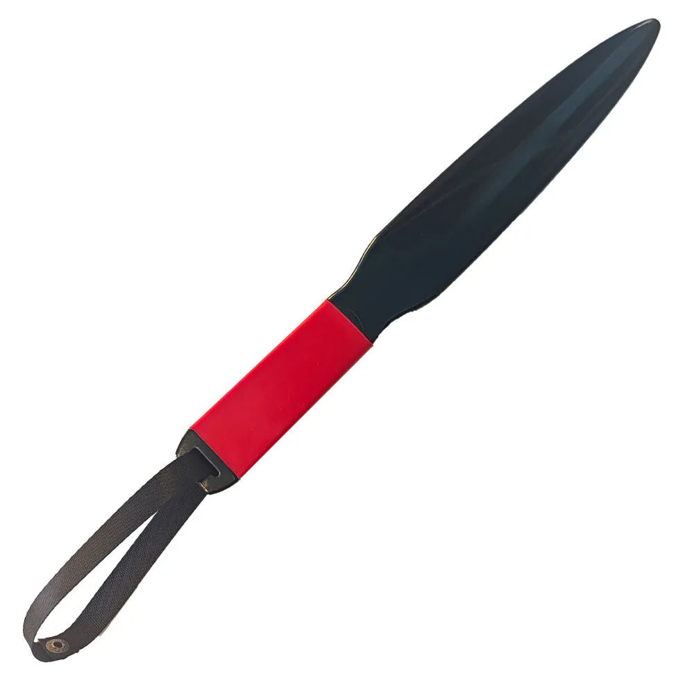 Blue handled nylon dog bite training stick on a white background, 35cm in length.