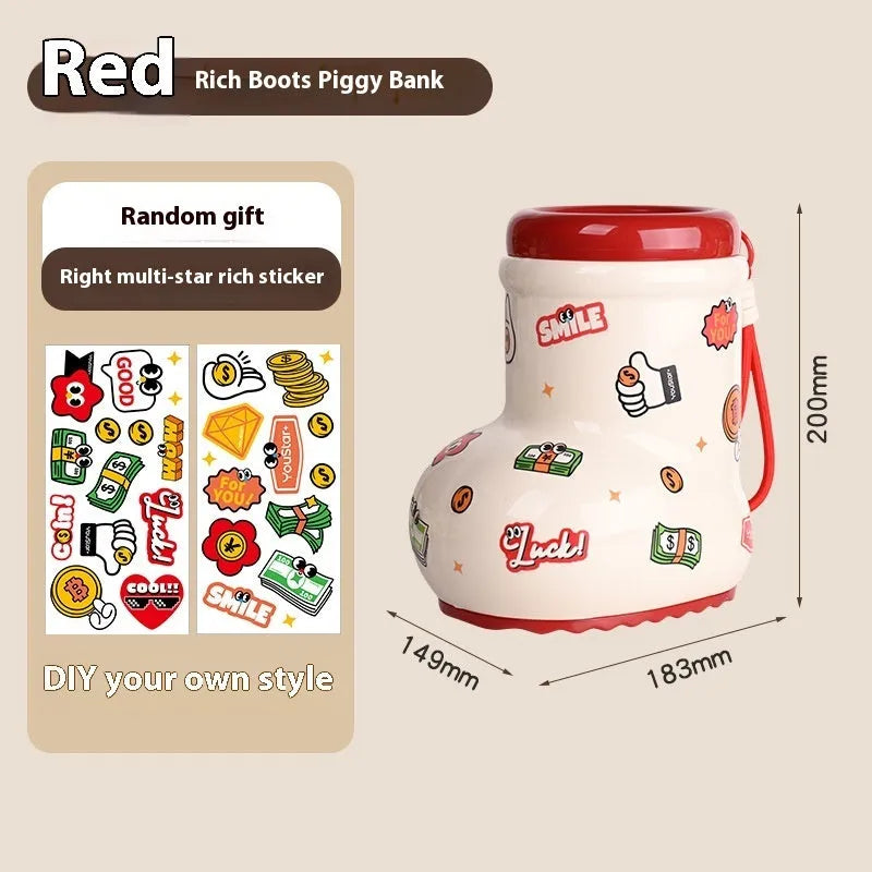Plastic desktop storage box with cartoon stickers showing 2L capacity for stationery organisation