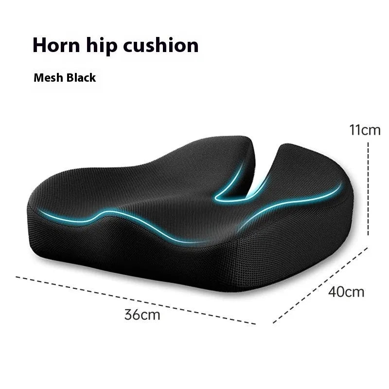 Memory foam office chair cushion with solid colour polyester cover measuring 36x40x11cm for waist support
