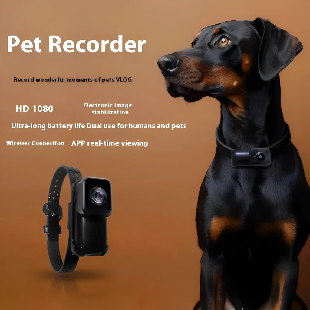 Black Wi-Fi neckband camera wireless recorder unit on a neck strap with TYPE-C cable.