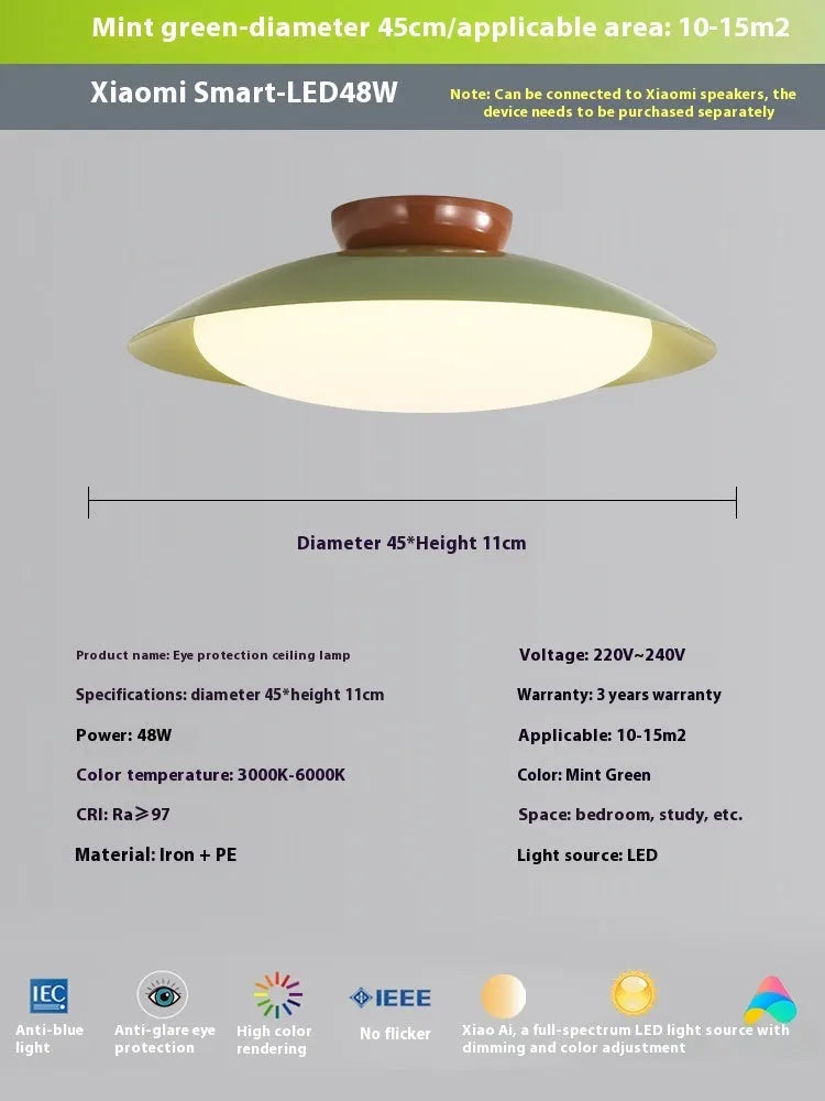 Modern minimalist flying saucer ceiling lamp with cream style design in various colours