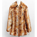 Women's tiger pattern faux fur leather jacket with regular sleeves and street fashion style