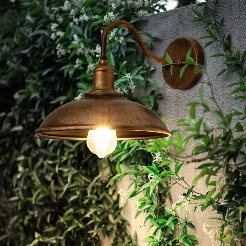 Retro style villa courtyard wall lamp in silver or copper finish with adjustable mounting