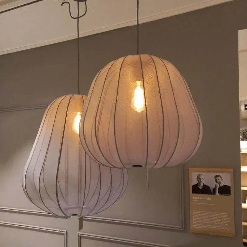 Japanese style iron pumpkin ceiling lamp with branch-type fitting and LED light source