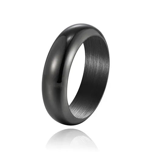 Glossy electroplated titanium steel ring in gold, black and steel colour options