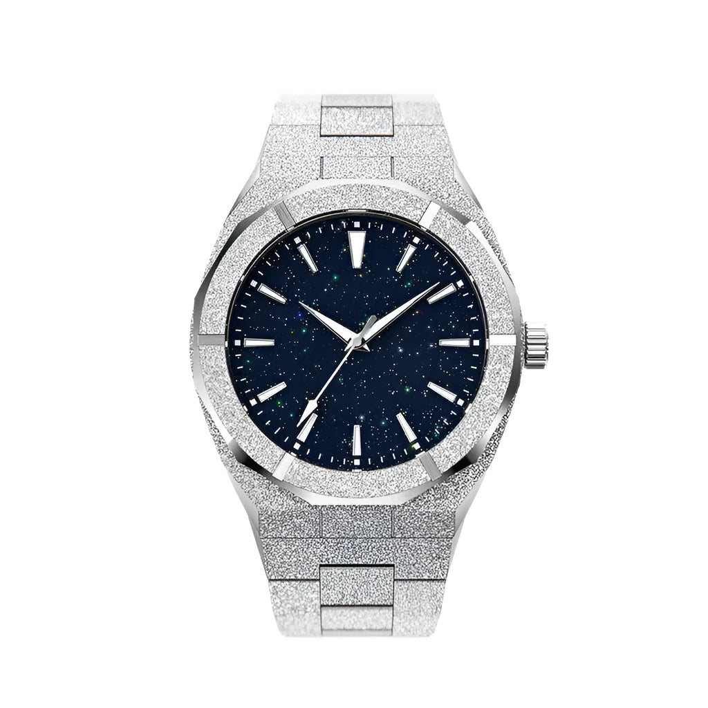 Stainless steel men's waterproof business watch with quartz movement and 42mm dial