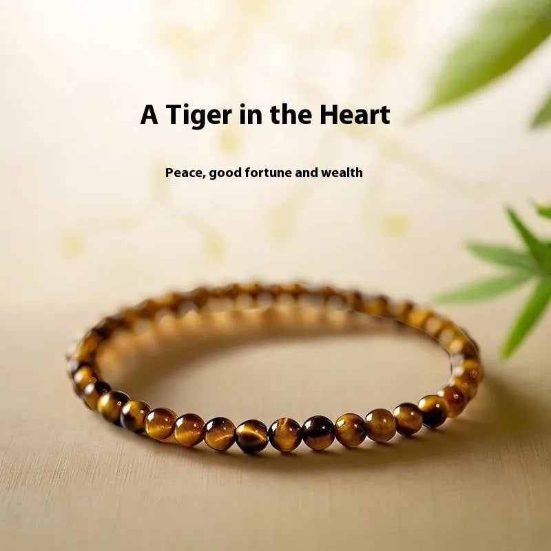 Handmade tiger's eye bracelet with geometric round beads in new Chinese style