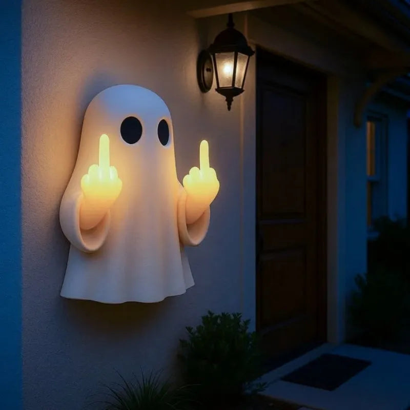 White ghost statue night lamp with Halloween decoration and battery light
