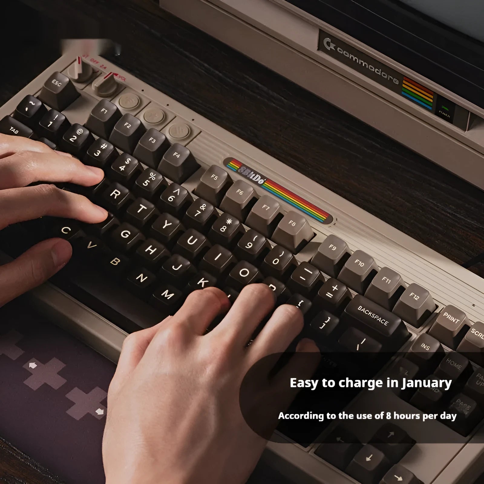 Retro87 C64 wireless mechanical keyboard with Bluetooth and analogue rocker control
