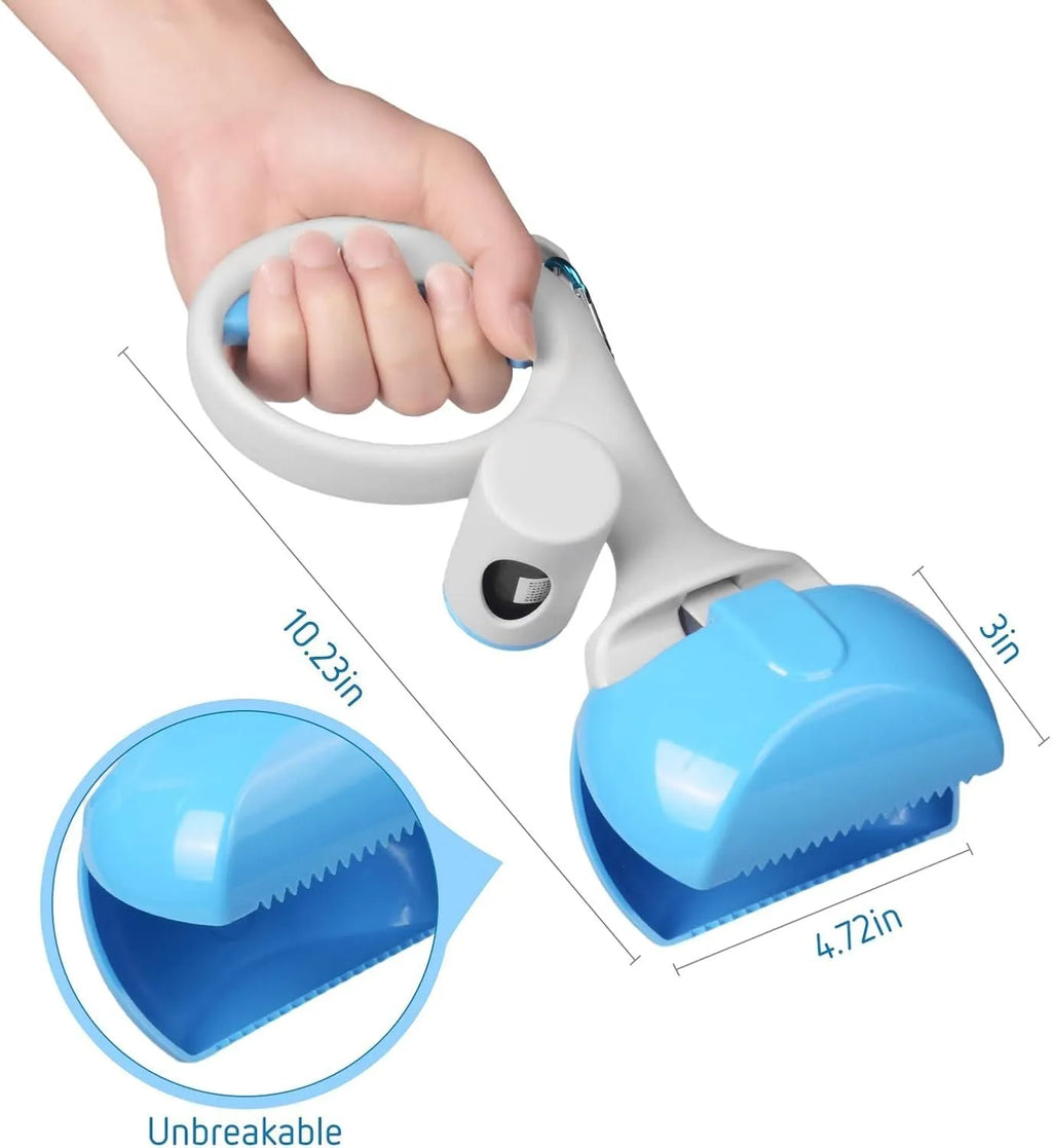 ABS plastic pet pooper scooper with integrated trash bag holder in multiple colours