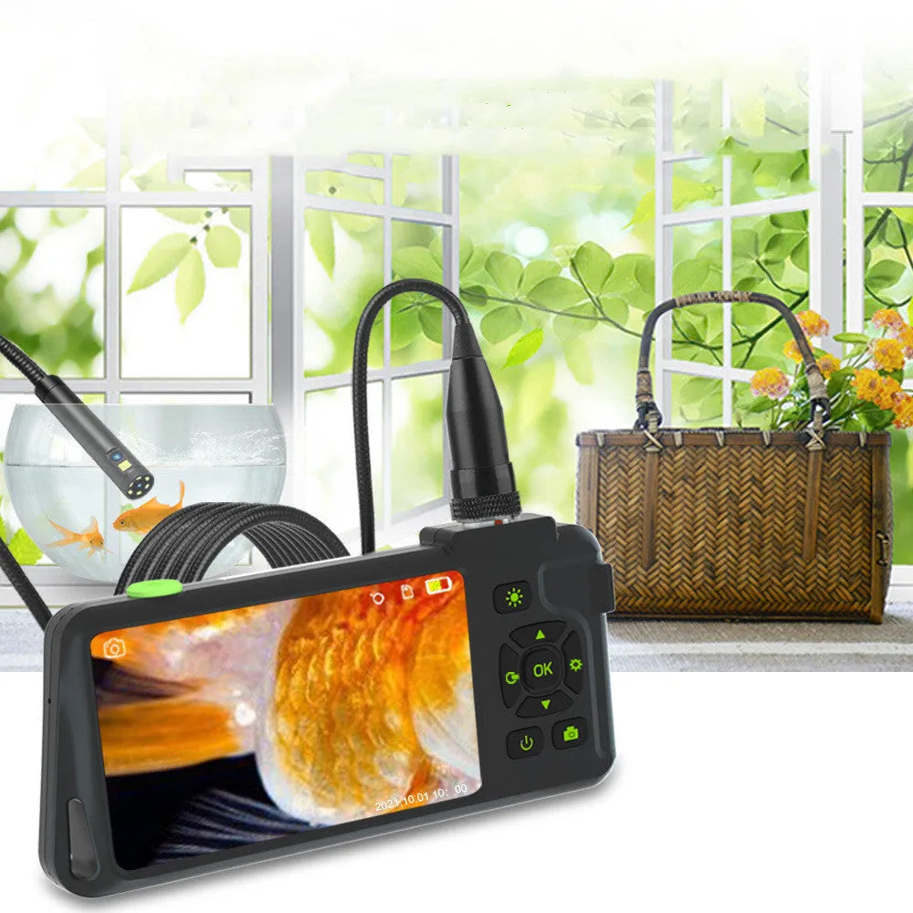 Handheld industrial endoscope with 4.5-inch screen and 5.5mm camera for automotive pipeline inspection