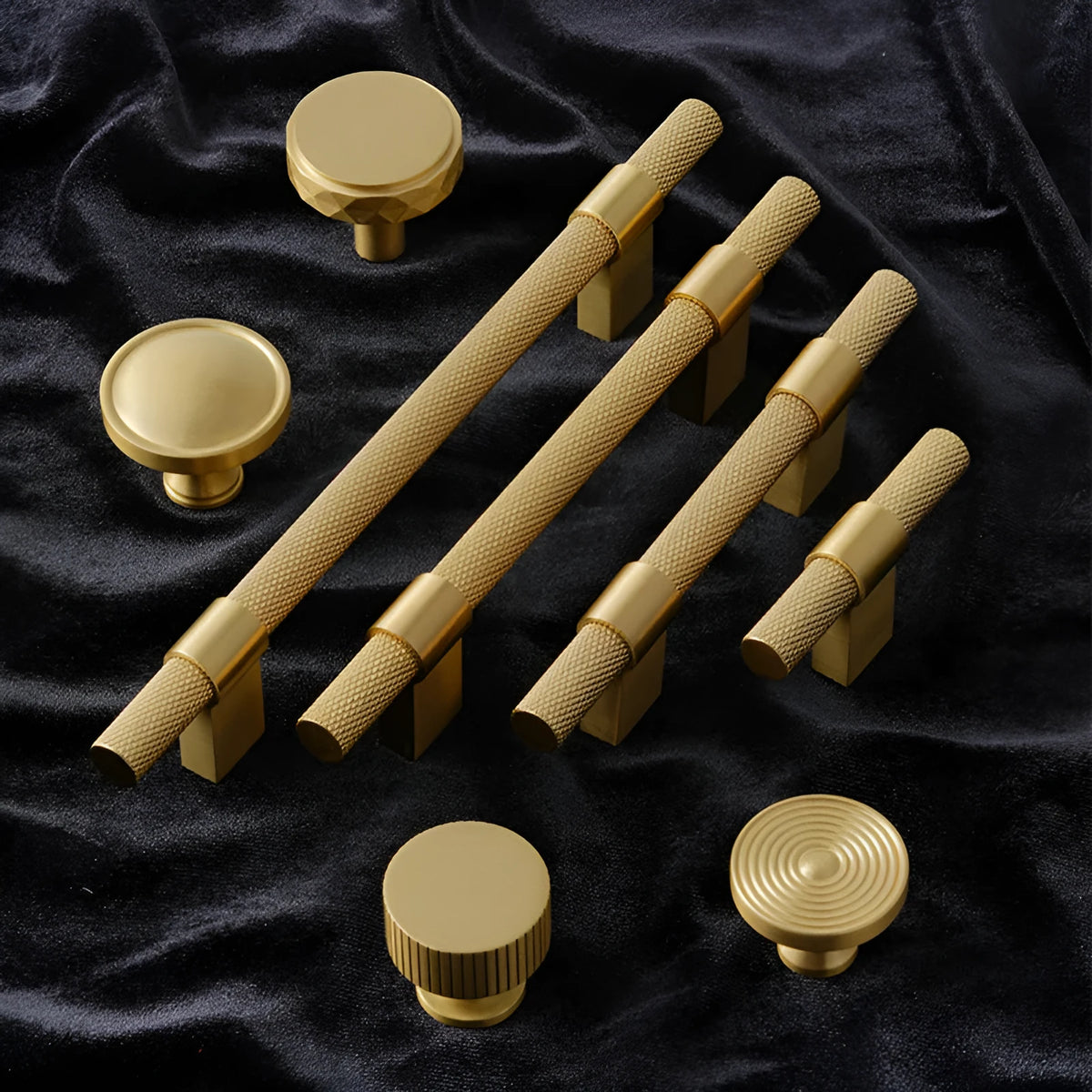 Brass knurled cabinet handle for wardrobe drawer cupboard with polished brushed sealing glaze finish