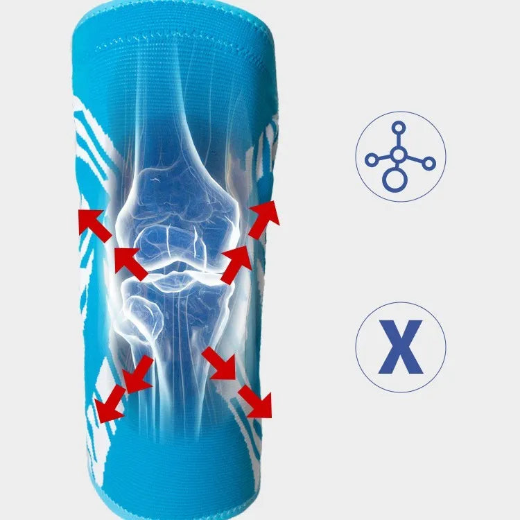 Men's pressurized basketball knee pads in nylon available in black and blue colours