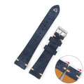 Genuine suede leather watch strap in brown showing texture and small waist design