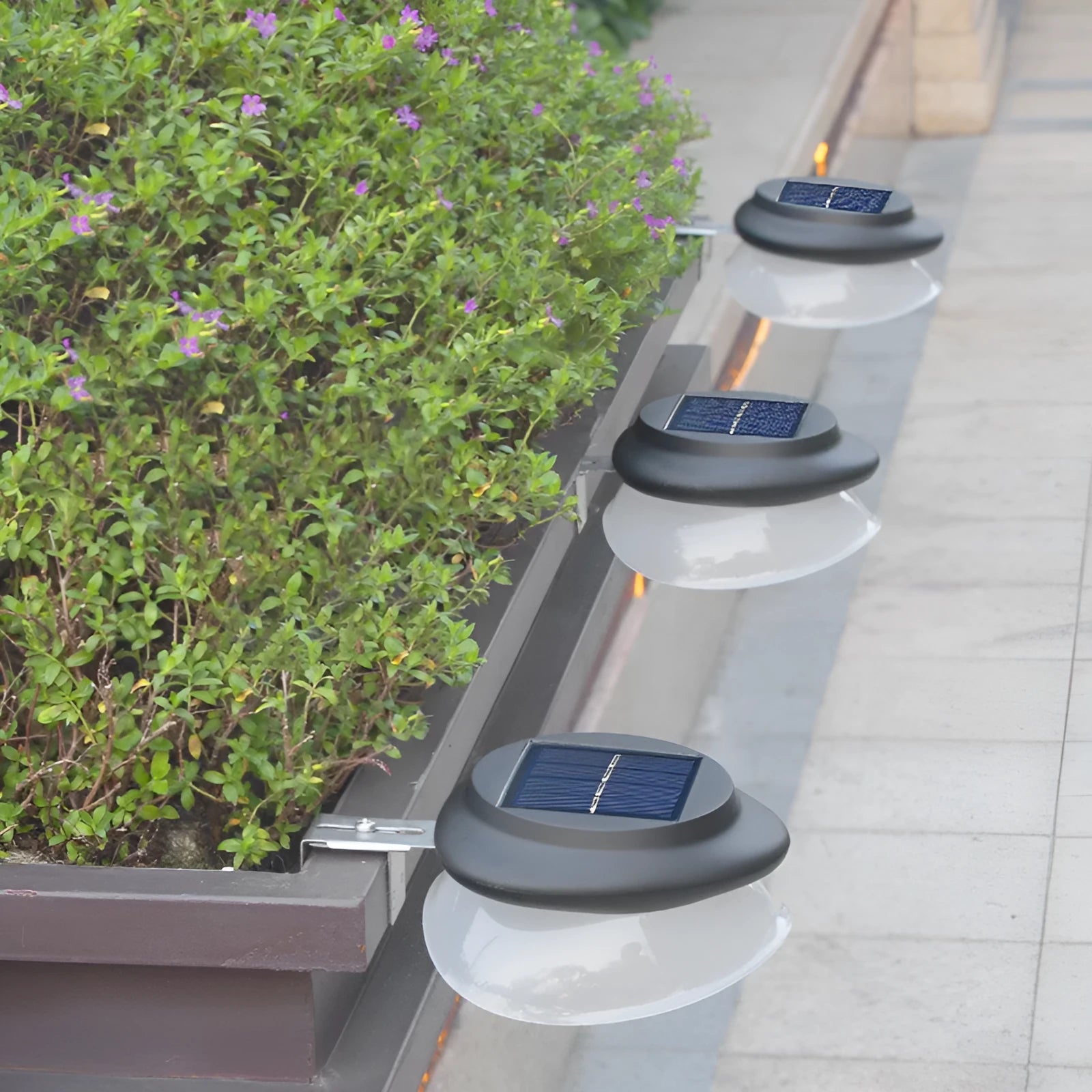Solar-powered outdoor fence wall lamp for garden and patio illumination