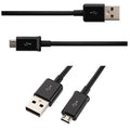 Black Android Micro USB data cable with 1 metre length for phone charging and tablet data transfer
