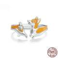 Silver electroplated corgi dog ring with cartoon design for women