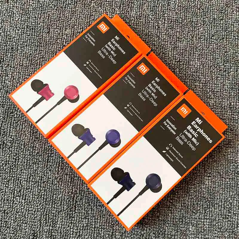 Piston in-ear wired headphones with 3.5mm connector in black, blue, and red colour options