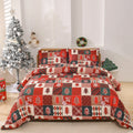 Christmas red plaid pattern bedding three-piece set with European style bed cover design