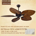 52-inch retro-style ceiling fan light with wooden blades and integrated lighting fixtures