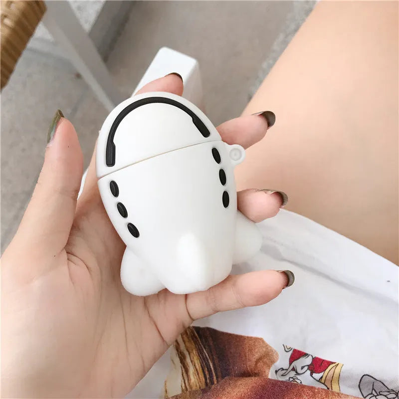 Silicone flip case with airplane headset design for AirPods 1st and 2nd generation with carrying hook