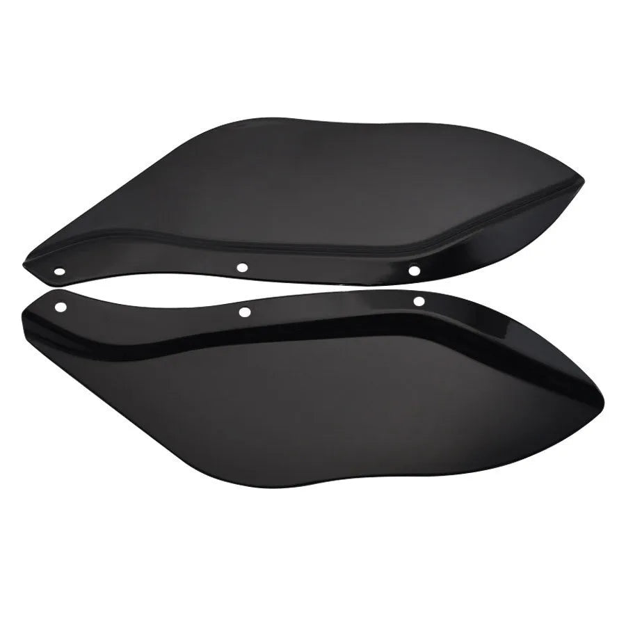 Harley-Davidson Touring motorcycle side wing windshield covers in black and transparent ABS plastic