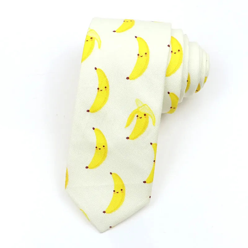 Korean style narrow men's cotton bow tie with a printed cartoon pattern in a blue colour variant.