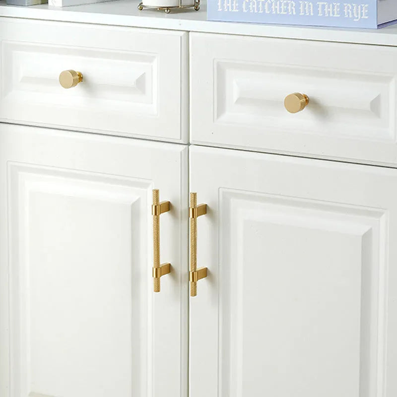 Brass knurled cabinet handle for wardrobe drawer cupboard with polished brushed sealing glaze finish