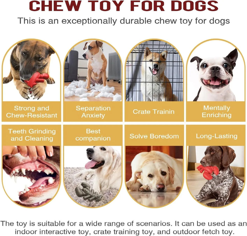 Red hard nylon dog chew toy for aggressive chewers measuring 170mm length