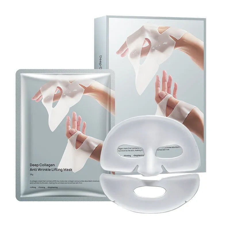Single collagen sheet mask with 28ml anti-wrinkle moisturising serum for universal skin types.