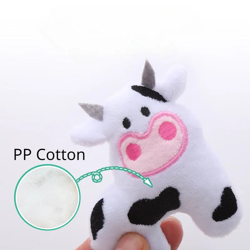 Plush cat toy in cow parrot or crocodile shape with catnip for interactive pet play