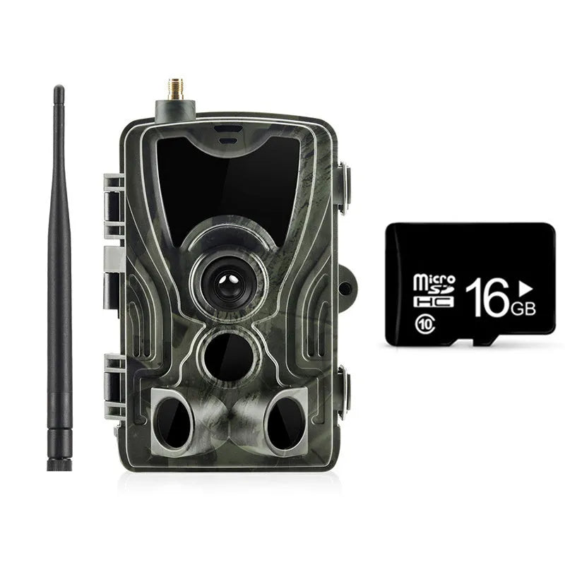 Outdoor waterproof surveillance camera in camouflage design with wide-angle lens on ABS housing.