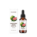 30ml glass dropper bottle of guava seed oil facial serum on a neutral background